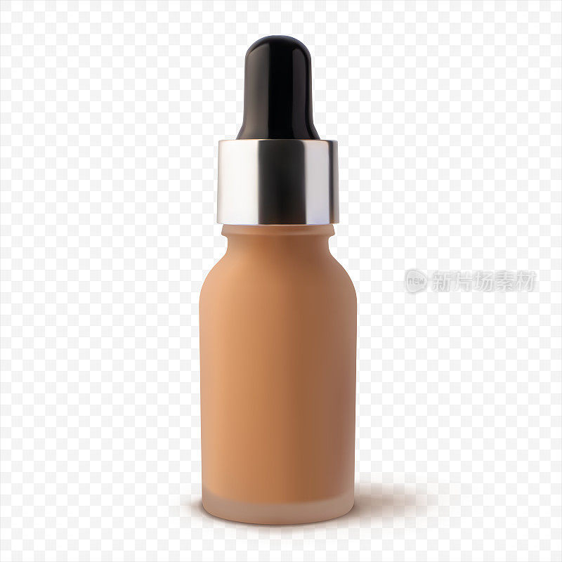 Mockup liquid tonal foundation makeup cream in glass jar with dropper mockup 3d vector realistic illustration, isolated